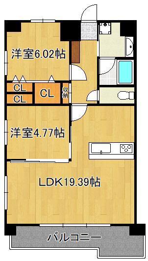 スマート到津(2LDK/13階)の間取り写真