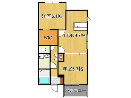 プレミアージュ緑ヶ丘Ⅱ(2LDK/3階)の間取り写真