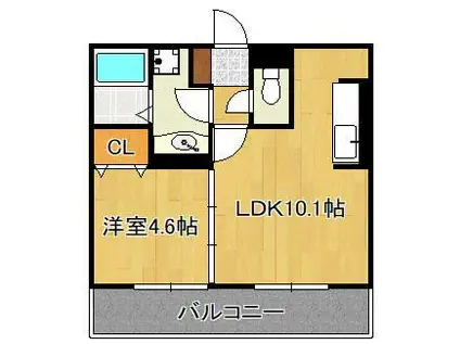 GRAND SOLEIL小倉北(1LDK/1階)の間取り写真