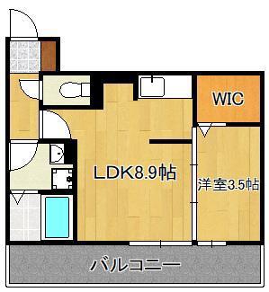 GRAND SOLEIL小倉北(1LDK/2階)の間取り写真