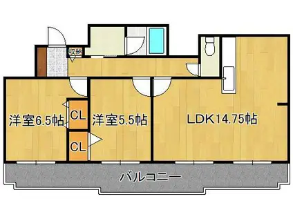 小倉D.C.TOWER(2LDK/11階)の間取り写真