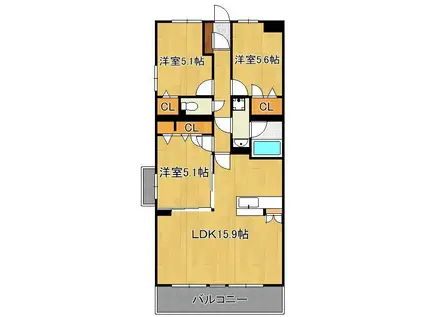 モアプラス日明エントラーダ(3LDK/2階)の間取り写真