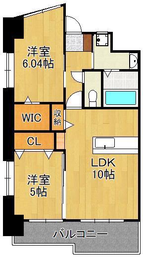 ギャラクシー西小倉(2LDK/10階)の間取り写真