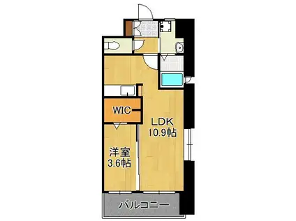 ギャラクシー西小倉(1LDK/12階)の間取り写真