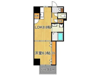 クレスト南小倉(1LDK/4階)の間取り写真