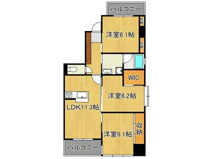 ヒルクレスト小倉高峰グランデ(3LDK/5階)の間取り写真