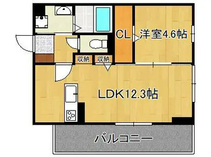 サンヒルズ(1LDK/3階)の間取り写真