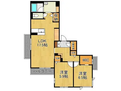 SHAMAISON LUNA(2LDK/2階)の間取り写真