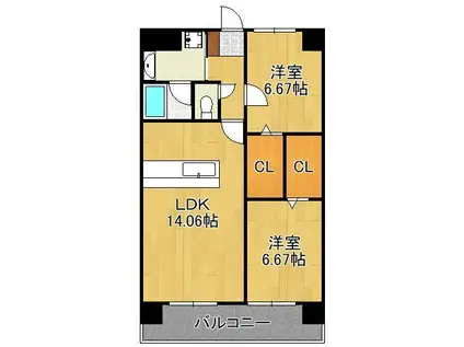 KSK中井コアプレイス(2LDK/4階)の間取り写真