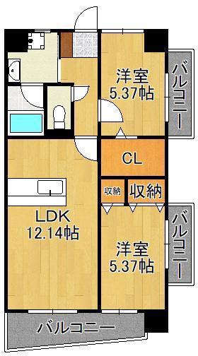 KSK中井コアプレイス(2LDK/3階)の間取り写真