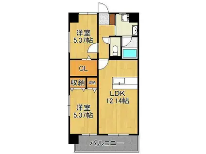 KSK中井コアプレイス(2LDK/6階)の間取り写真