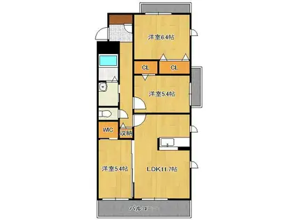 MAST中井 A棟(3LDK/2階)の間取り写真