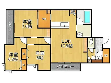 HERITAGE NAKAI MANOIR(3LDK/4階)の間取り写真