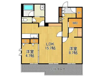 HERITAGE NAKAI MANOIR(2LDK/4階)の間取り写真