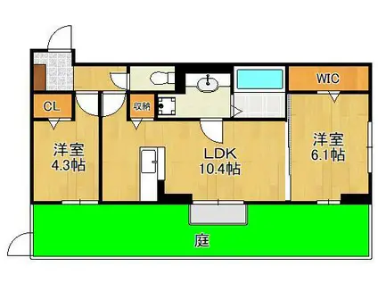 シトラスコートあさひヶ丘(2LDK/1階)の間取り写真