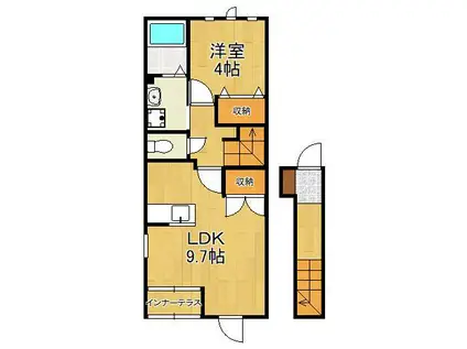 サンライズテラス(1LDK/2階)の間取り写真