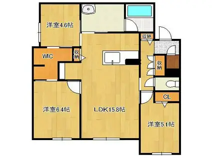 ベレオ青葉(3LDK/1階)の間取り写真