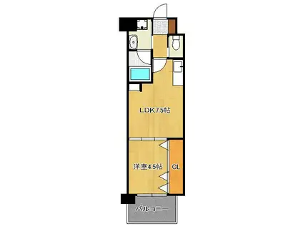 コンプレート金田(1DK/13階)の間取り写真