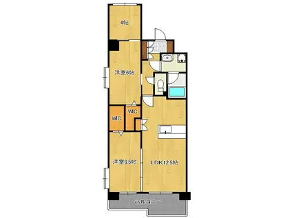 コンプレート金田(2LDK/6階)の間取り写真