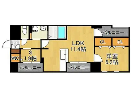 アースコートYSシティ室町(1SLDK/9階)の間取り写真