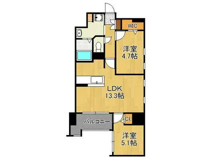 アースコートYSシティ室町(2LDK/5階)の間取り写真
