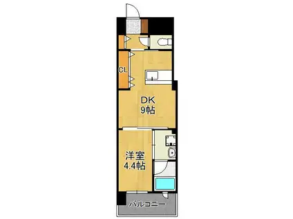 オーヴィジョンQULAS小倉金田(1DK/5階)の間取り写真