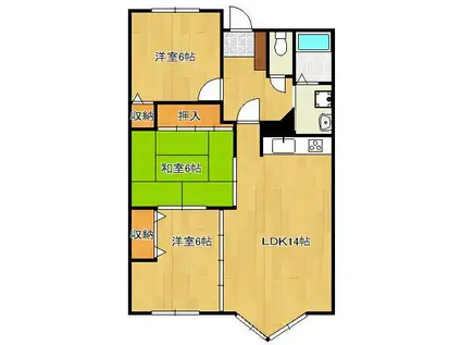 アーティックス到津(3LDK/13階)の間取り写真