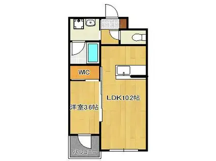 ラ・コルダ中井(1LDK/3階)の間取り写真