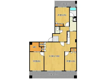 以和貴マンション金田 1202号(3LDK/12階)の間取り写真