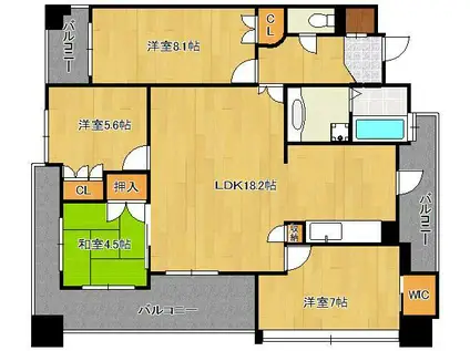 アクアサージュ大手町(4LDK/3階)の間取り写真