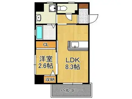 ル・シエル(1LDK/3階)の間取り写真
