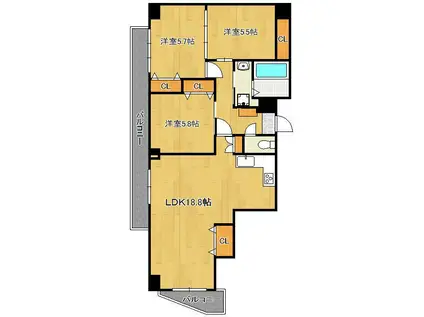 ル・シエル(3LDK/7階)の間取り写真
