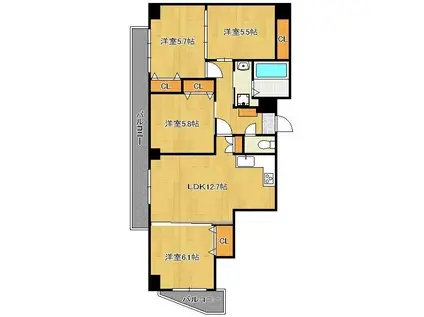 ル・シエル(4LDK/9階)の間取り写真