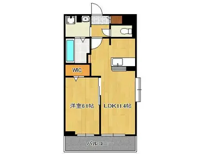 HILL SIDE(1LDK/3階)の間取り写真