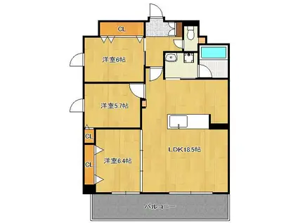 FAMILIE(3LDK/6階)の間取り写真