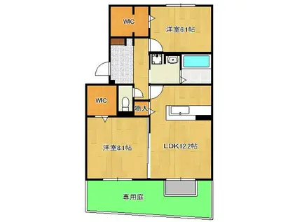 D-ROOM中井(2LDK/1階)の間取り写真