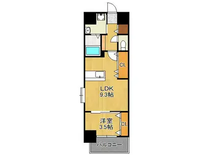 スマート到津の森(1LDK/14階)の間取り写真