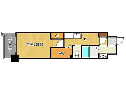 ウィングス到津の森(1K/12階)の間取り写真