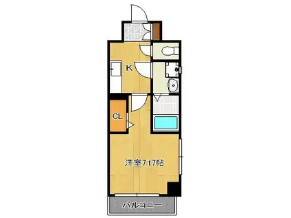 ALISS歯科大前(1K/2階)の間取り写真