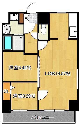 ALISS歯科大前(2LDK/9階)の間取り写真