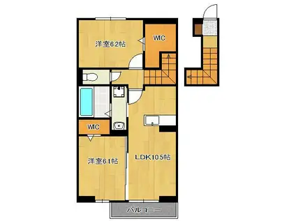 ファミールヴィラ B棟(2LDK/2階)の間取り写真