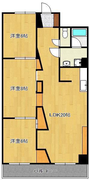 コープ野村大手町Ⅱ514号(3LDK/5階)の間取り写真