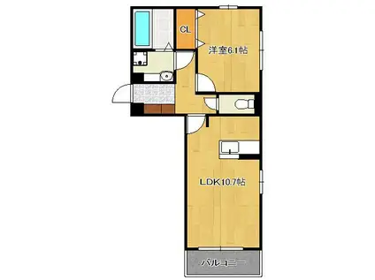 D-ROOM今町(1LDK/3階)の間取り写真