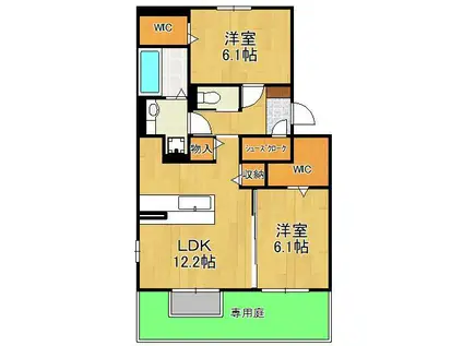 LA MAISON NAKAI(2LDK/1階)の間取り写真