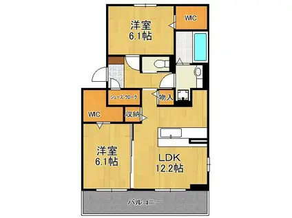 LA MAISON NAKAI(2LDK/2階)の間取り写真