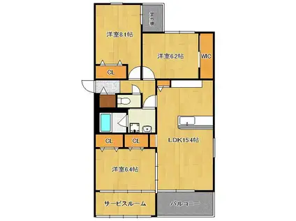 アズワン青葉(3SLDK/2階)の間取り写真