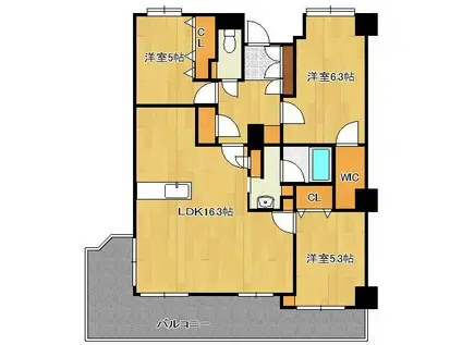 オークランド小倉原町通 202号(3LDK/2階)の間取り写真
