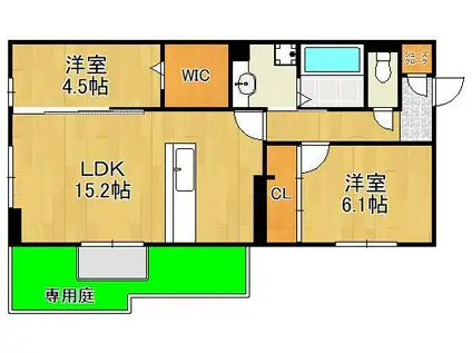 アピアランス中井(2LDK/1階)の間取り写真