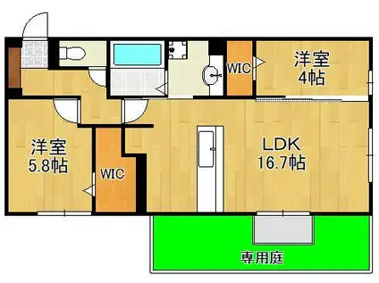 アピアランス中井(2LDK/1階)の間取り写真