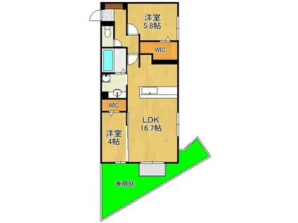 アピアランス中井(2LDK/1階)の間取り写真